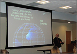 Rob Edwards presenting lecture