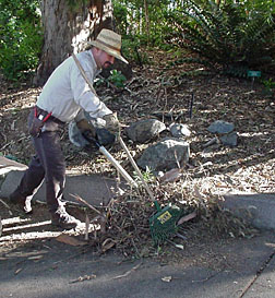 A landscaper working 